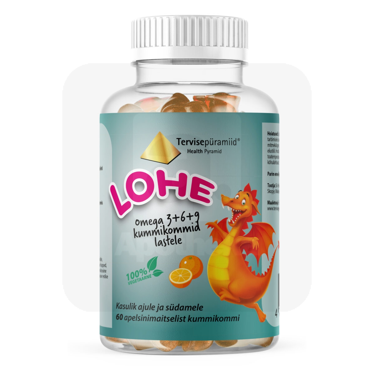 TERVISEPÜRAMIID LOHE OMEGA 3-6-9 KUMMIKOMMID N60 - Tootepilt
