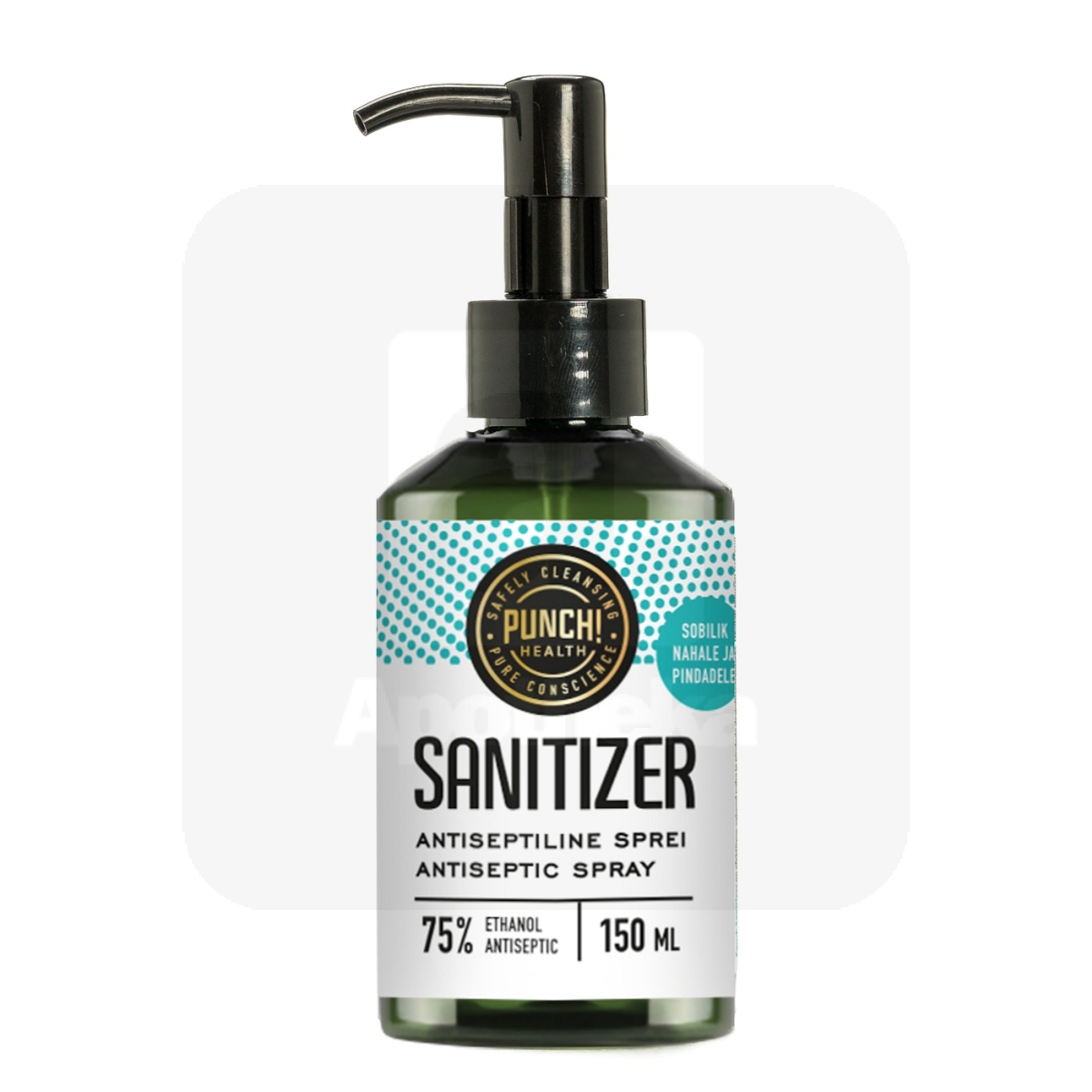 PUNCH SANITIZER KÄTE DESINFITSEERIMISVAHEND 150ML PUMBAGA - Tootepilt