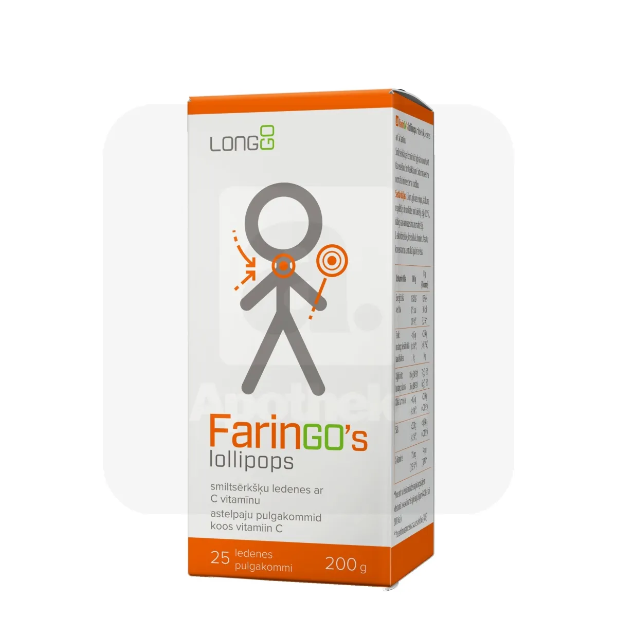 FARINGO'S LOLLIPOPS N25 ASTELPAJU PULGAKOMMID C-VITAMIINIGA - Tootepilt