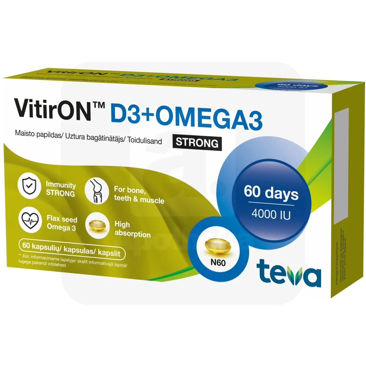 VITIRON D3+OMEGA3 STRONG KAPSLID 4000IU N60 - Tootepilt