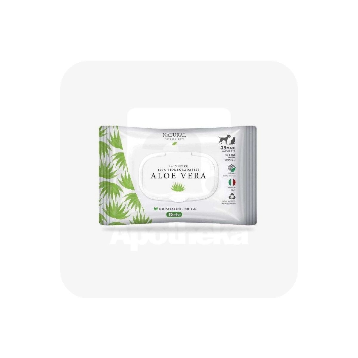 Derbe Natural Derma Pet koera/kassi puhastuslapid aaloega N35 - Tootepilt