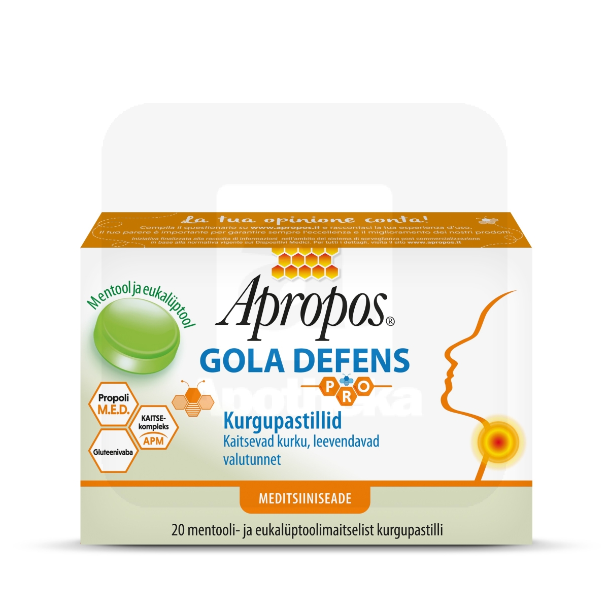 APROPOS GOLA DEFENS PASTILLID MENTOOL JA EUKALÜPT N20 - Tootepilt