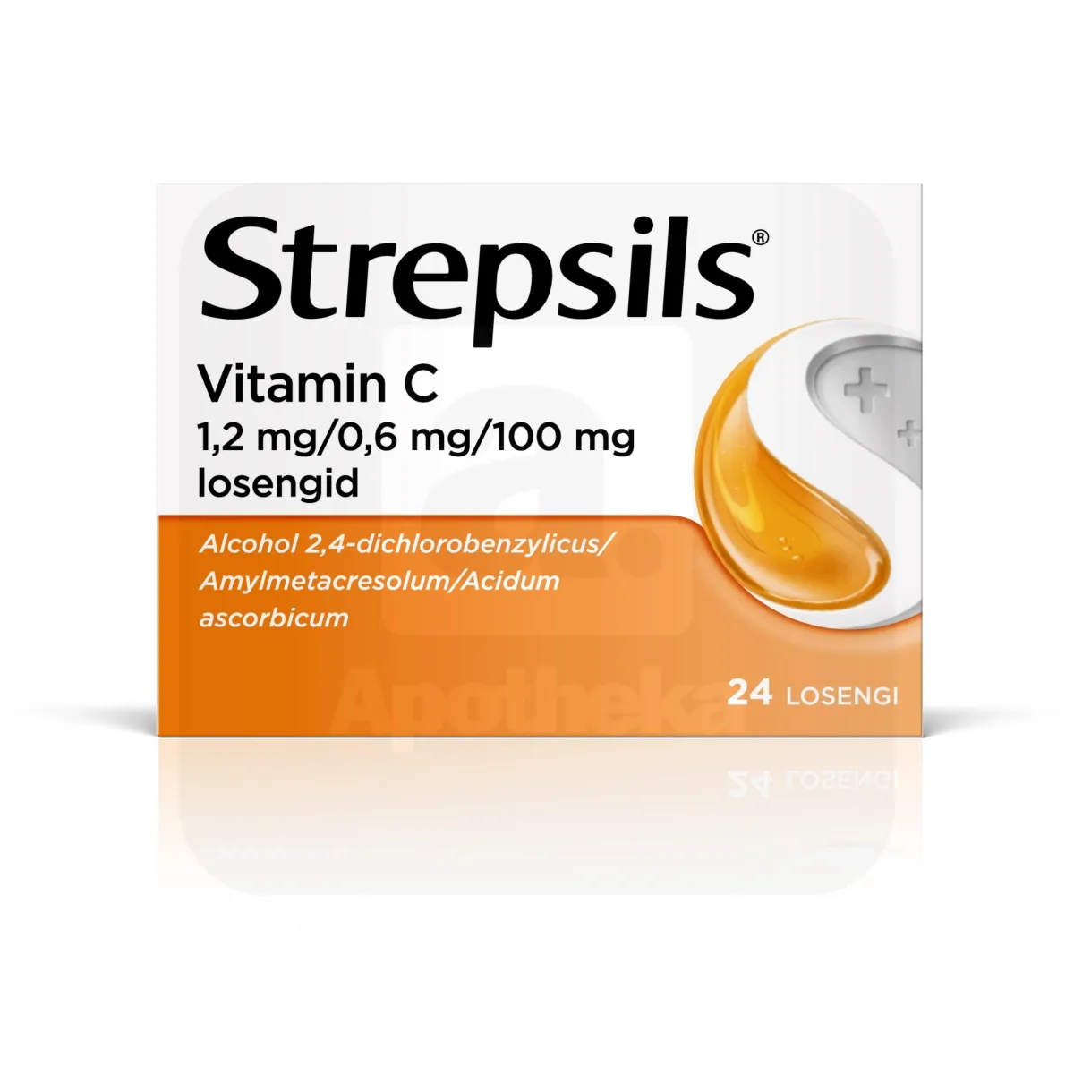 STREPSILS VITAMIN C 100MG 0,6MG+1,2MG+100MG N24 LOSENG - Tootepilt