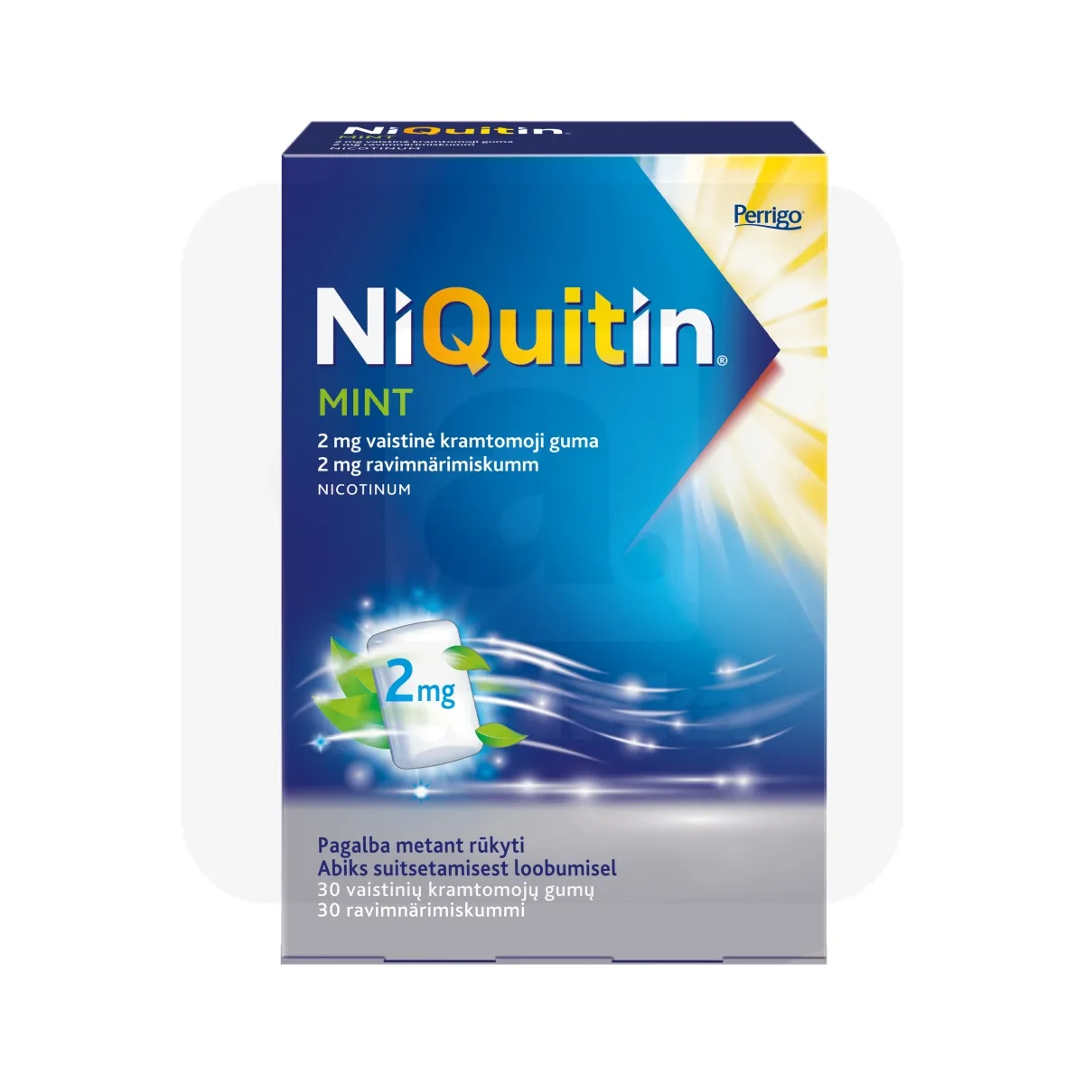 NIQUITIN MINT 2MG RAVIMNÄRIMISKUMM N30 - Tootepilt