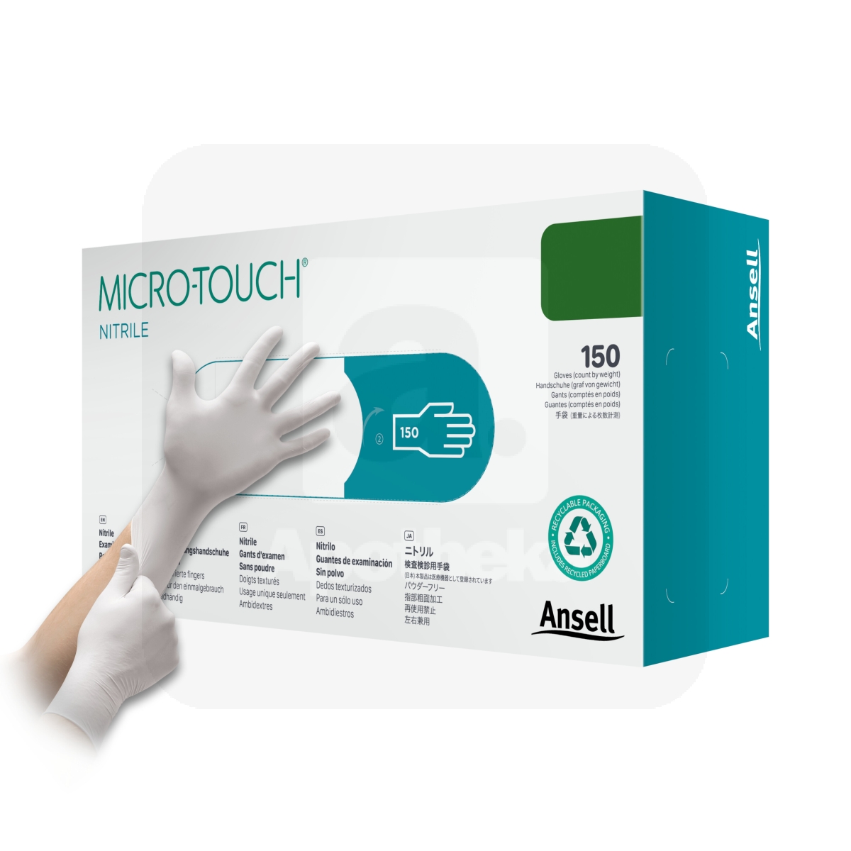 KINDAD MICRO-TOUCH NITRILE WHITE PF PROTS M N150 - Tootepilt