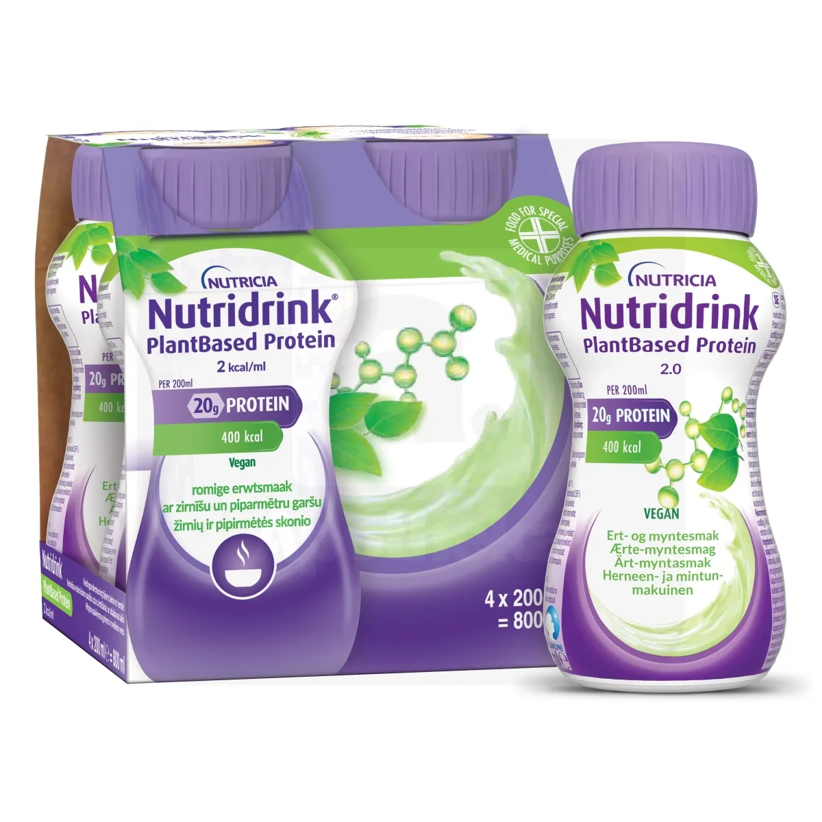 NUTRIDRINK PLANTBASED PROTEIN HERNES-MÜNT 200ML N4 - Tootepilt