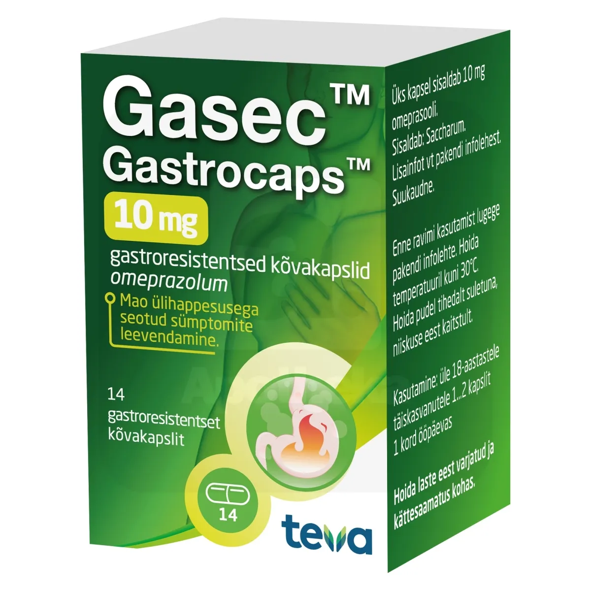 GASEC GASTROCAPS GASTRORESIST KAPSEL 10MG N14 - Tootepilt