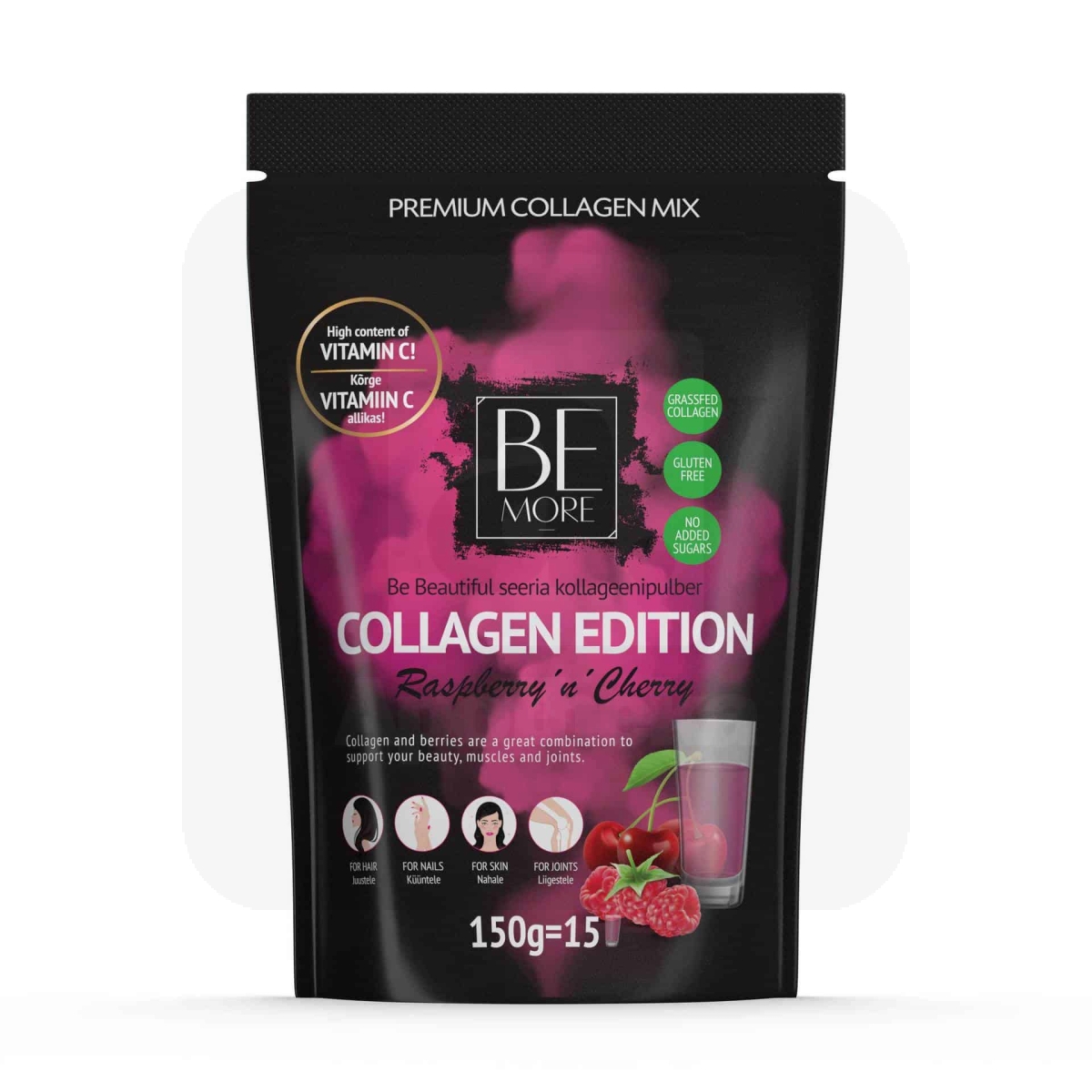 BE MORE COLLAGEN EDITION RASPERRY-CHERRY PULBER 150G