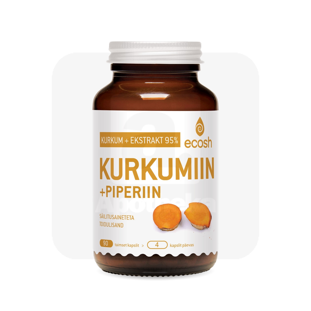 ECOSH KURKUM KURKUMIIN JA PIPERIIN KAPSLID N90 - Tootepilt
