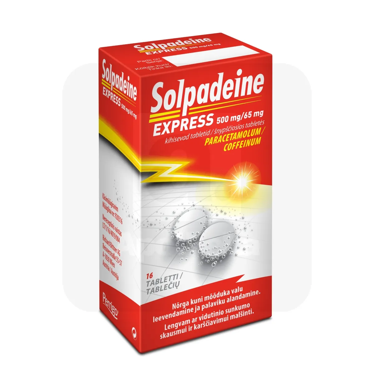 SOLPADEINE EXPRESS KIHISEV TABLETT 500MG+65MG N16 - Tootepilt