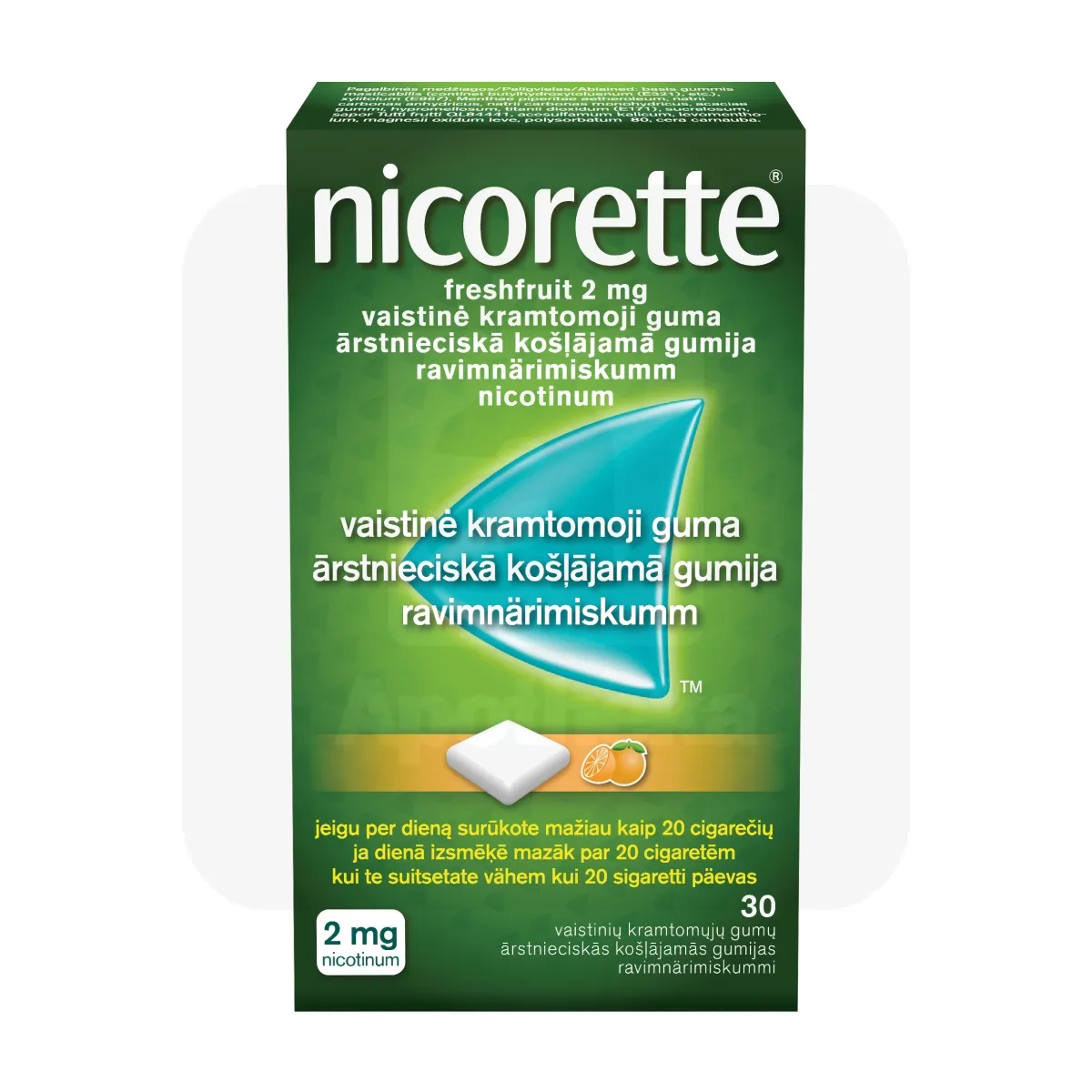 NICORETTE FRESHFRUIT NÄRIMISKUMM 2MG N30 - Tootepilt