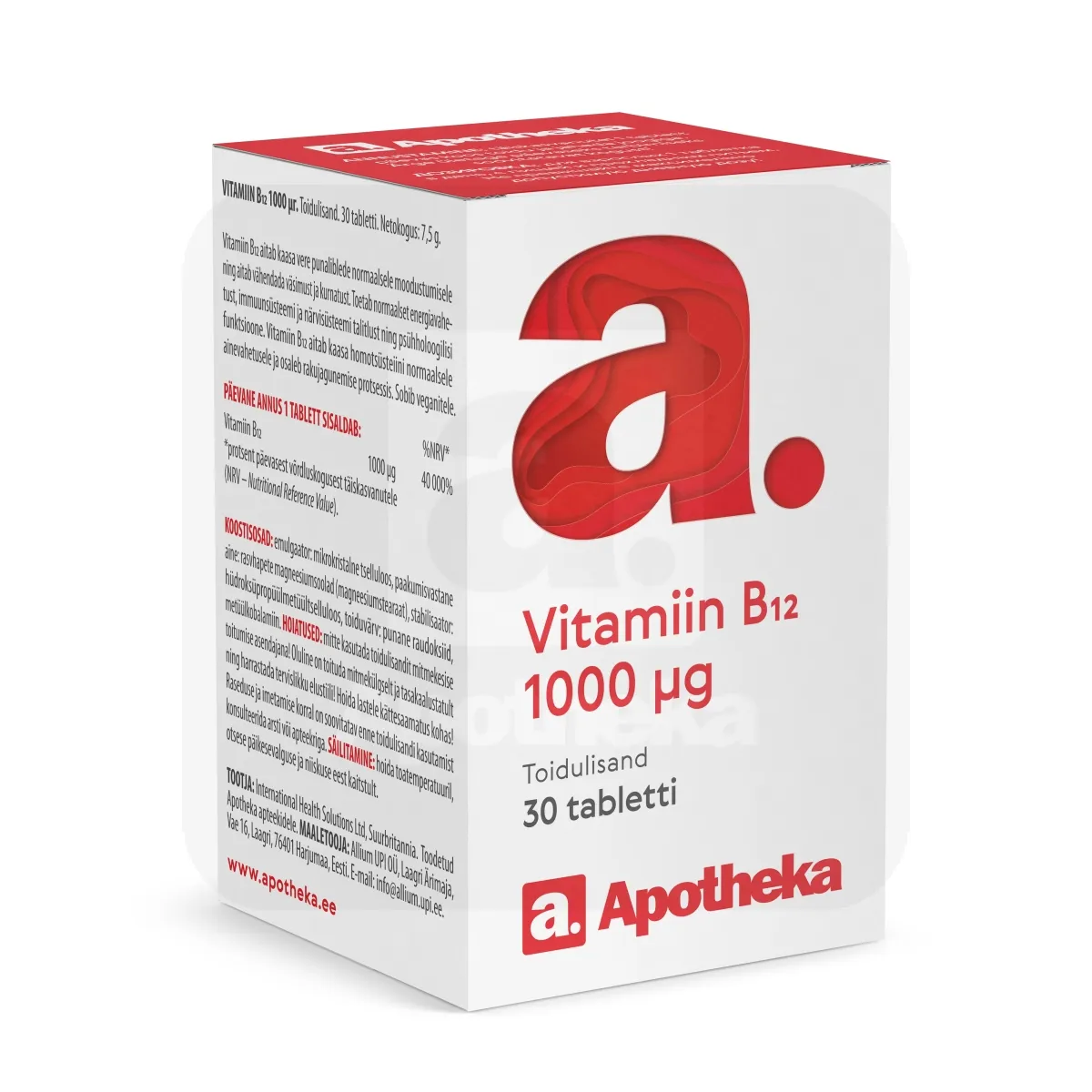 A. VITAMIIN B12 TBL 1000 MCG N30 - Tootepilt 1