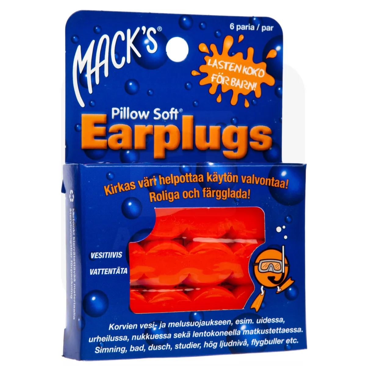 KÕRVATROPID MACK'S SILIKOONIST LASTELE N12  6 PAARI - Tootepilt