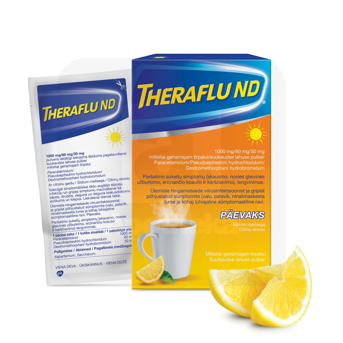 THERAFLU ND 1000MG+60MG+30MG N6 SUUKAUDSE LAHUSE PULBER - Tootepilt