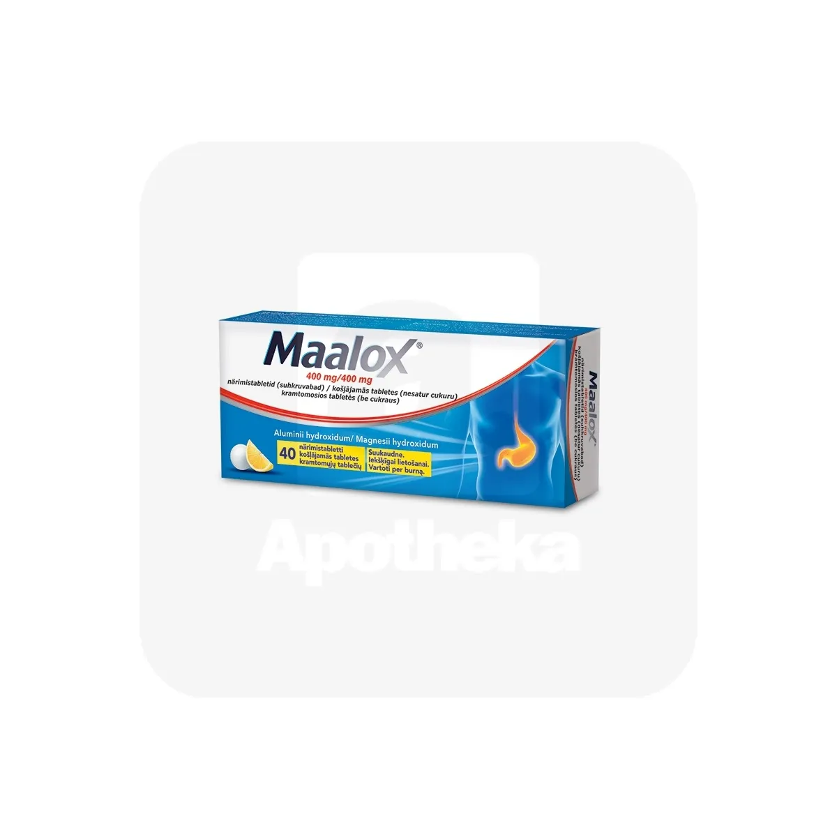 MAALOX NÄRIMISTBL 400MG+400MG N40 SUHKRUVABA - Tootepilt