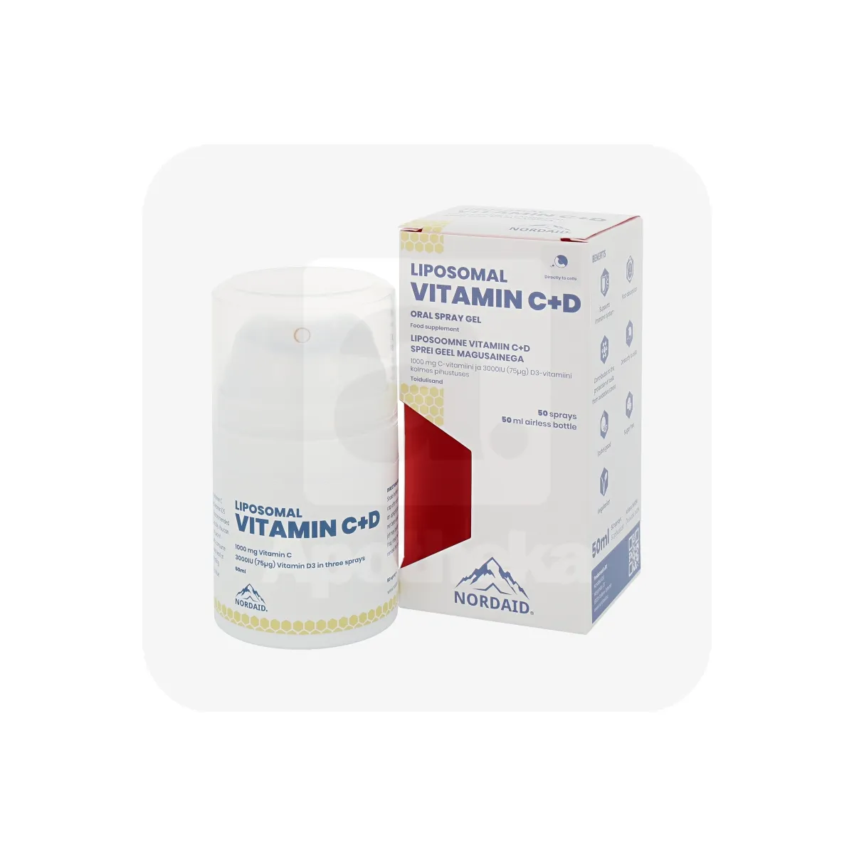 NORDAID VITAMIIN C+D LIPOSOOMNE SPREI GEEL 50ML - Tootepilt