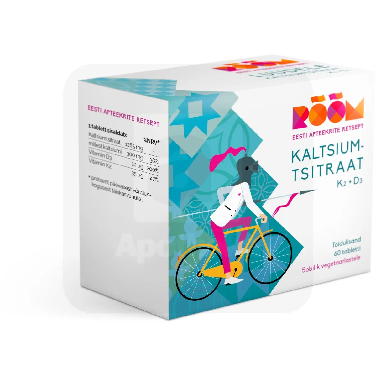 RÕÕM KALTSIUMTSITRAAT K2+D3 TBL N60 - Tootepilt