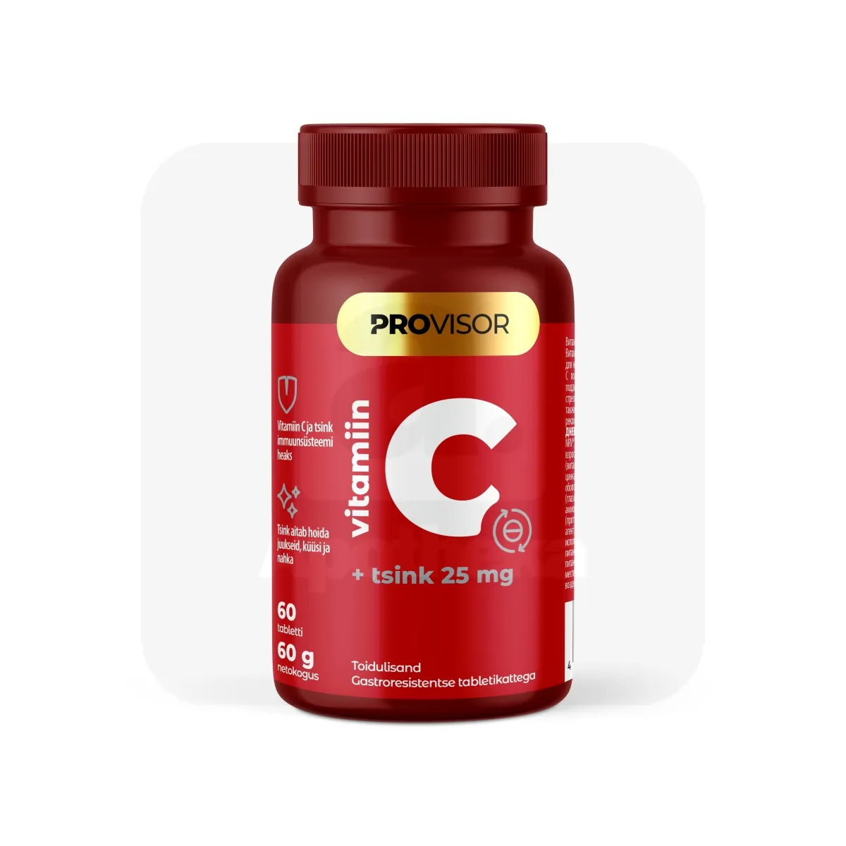 PROVISOR VITAMIIN C + TSINK 25MG N60 - Tootepilt