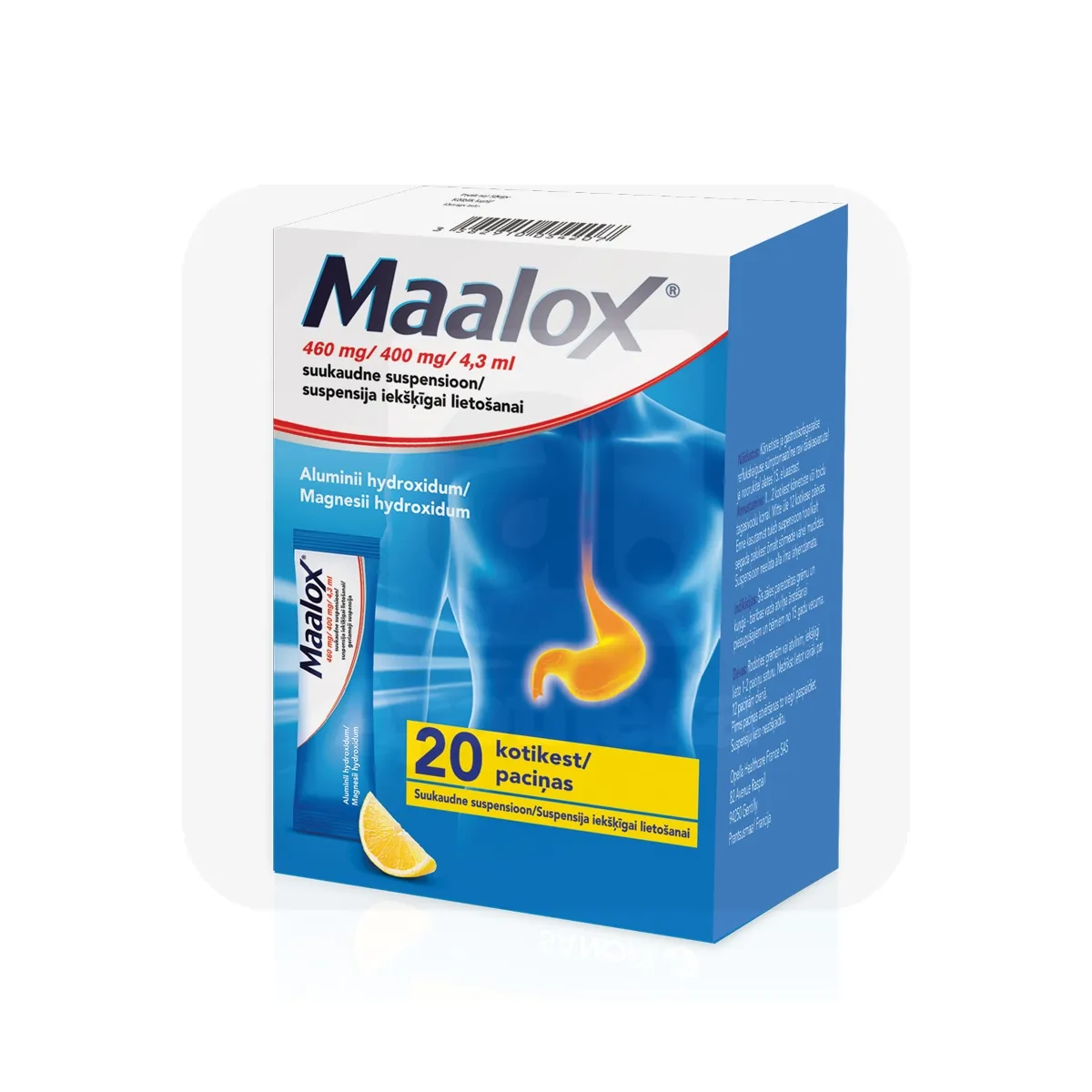MAALOX SUUKAUDNE SUSP 460MG+400MG/4,3ML N20 - Tootepilt