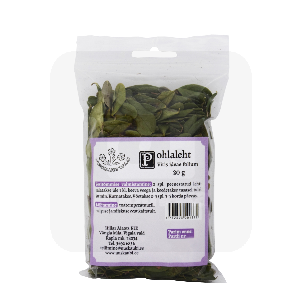 POHLALEHED (VITIS-IDAEAE FOLIA) 20G - Tootepilt