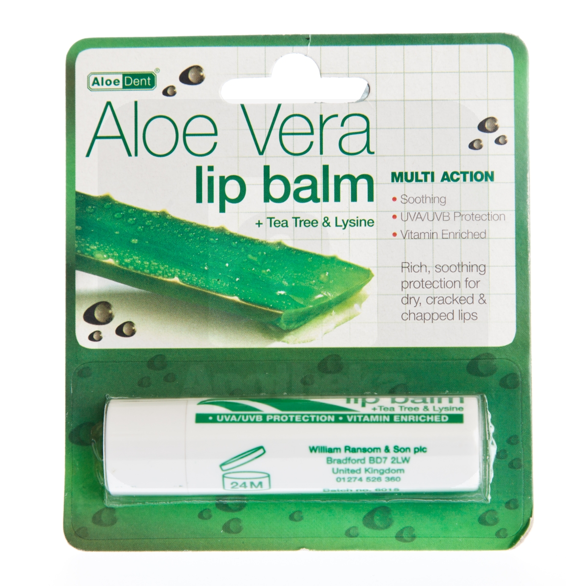 ALOE VERA HUULEPALSAM TEEPUUÕLI- JA LÜSIINIGA 4G - Tootepilt
