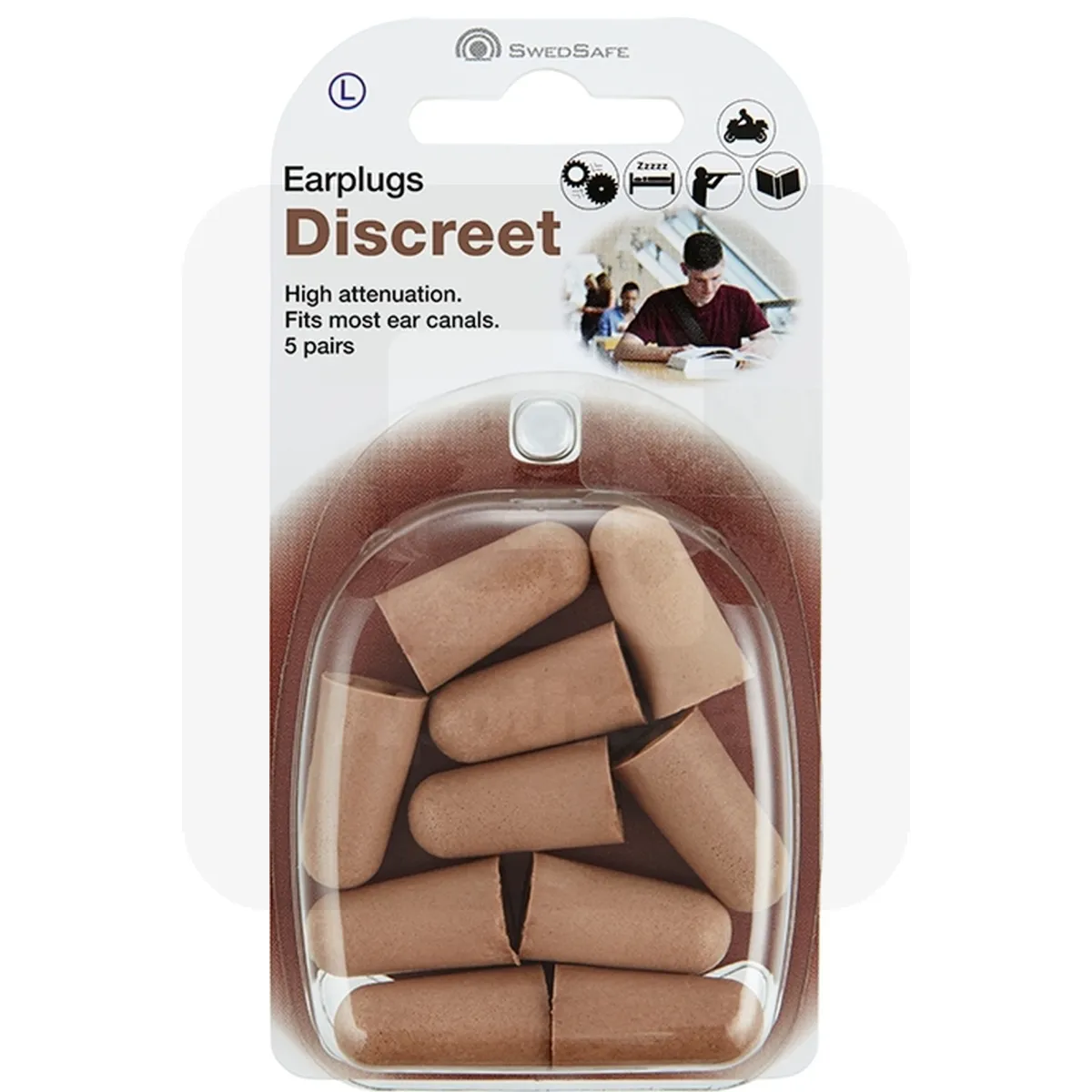 KÕRVATROPID SWEDSAFE DISCREET LARGE PEHMEST VAHUST BEEŽID N10 5-PAARI - Tootepilt