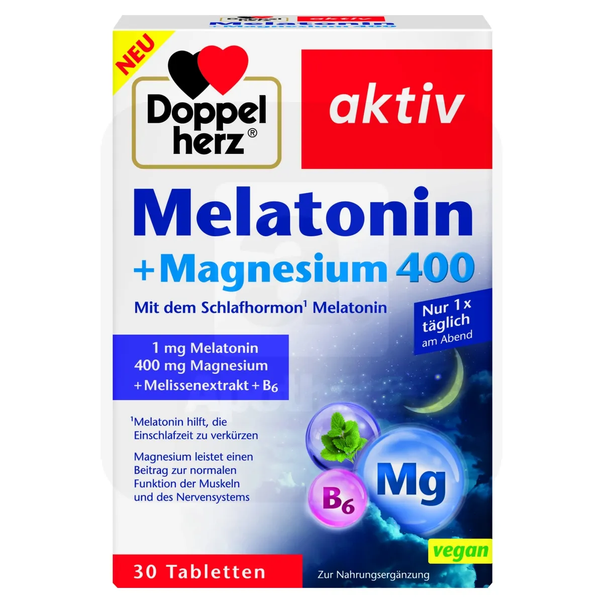 DOPPELHERZ AKTIV MELATONIIN+MAGNEESIUM 400MG TBL N30 - Tootepilt