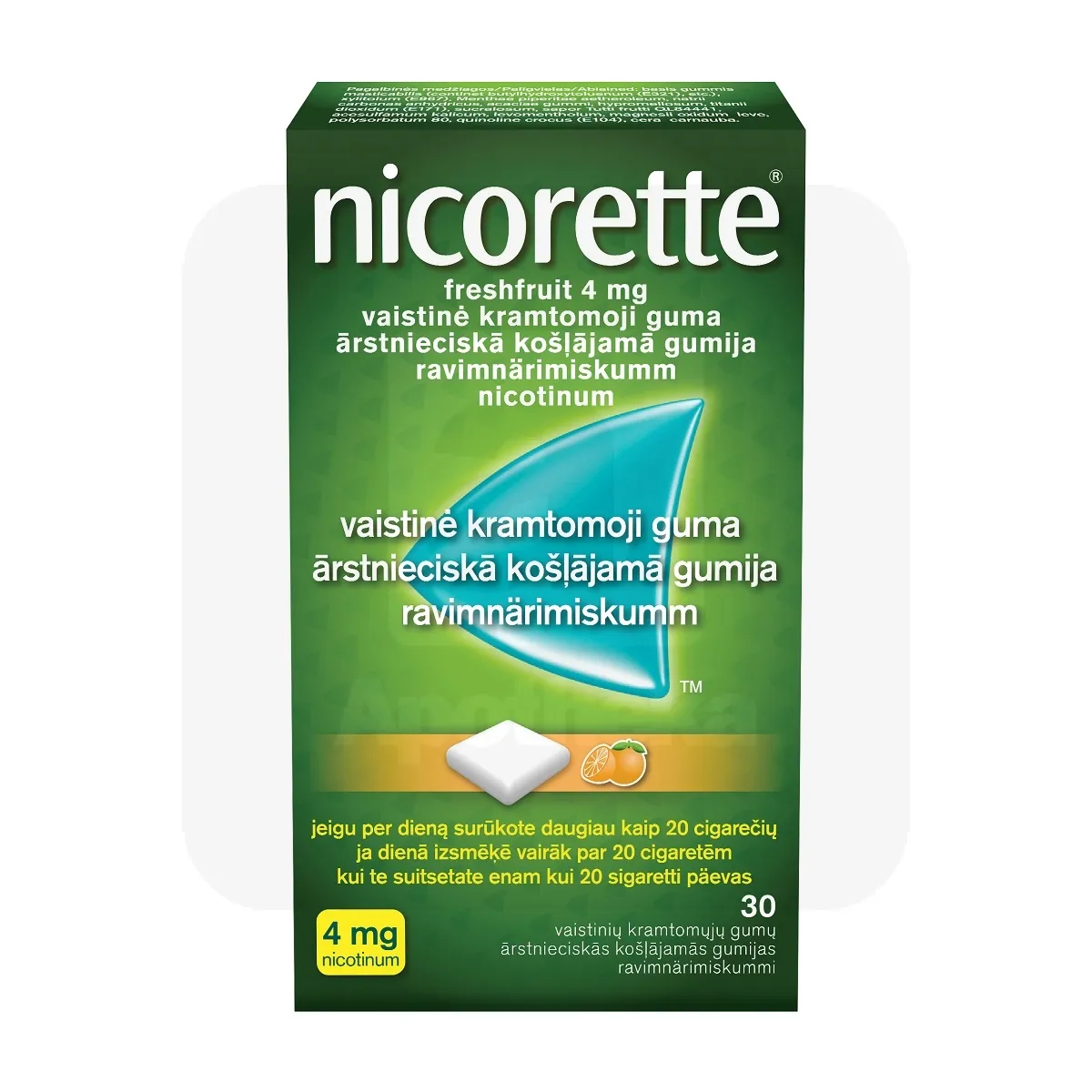 NICORETTE FRESHFRUIT NÄRIMISKUMM 4MG N30 - Tootepilt