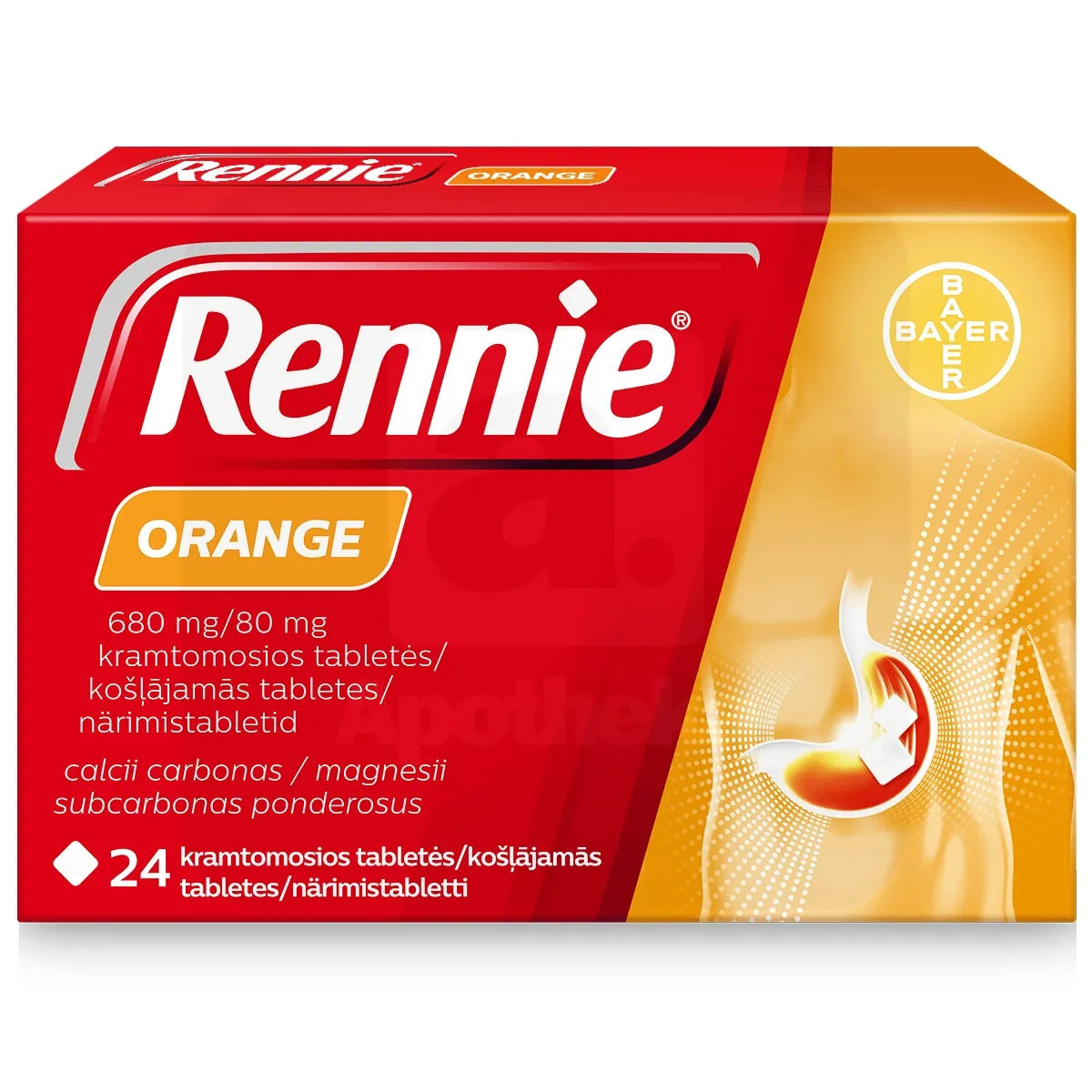 RENNIE ORANGE NÄRIMISTBL 680MG+80MG N24 - Tootepilt