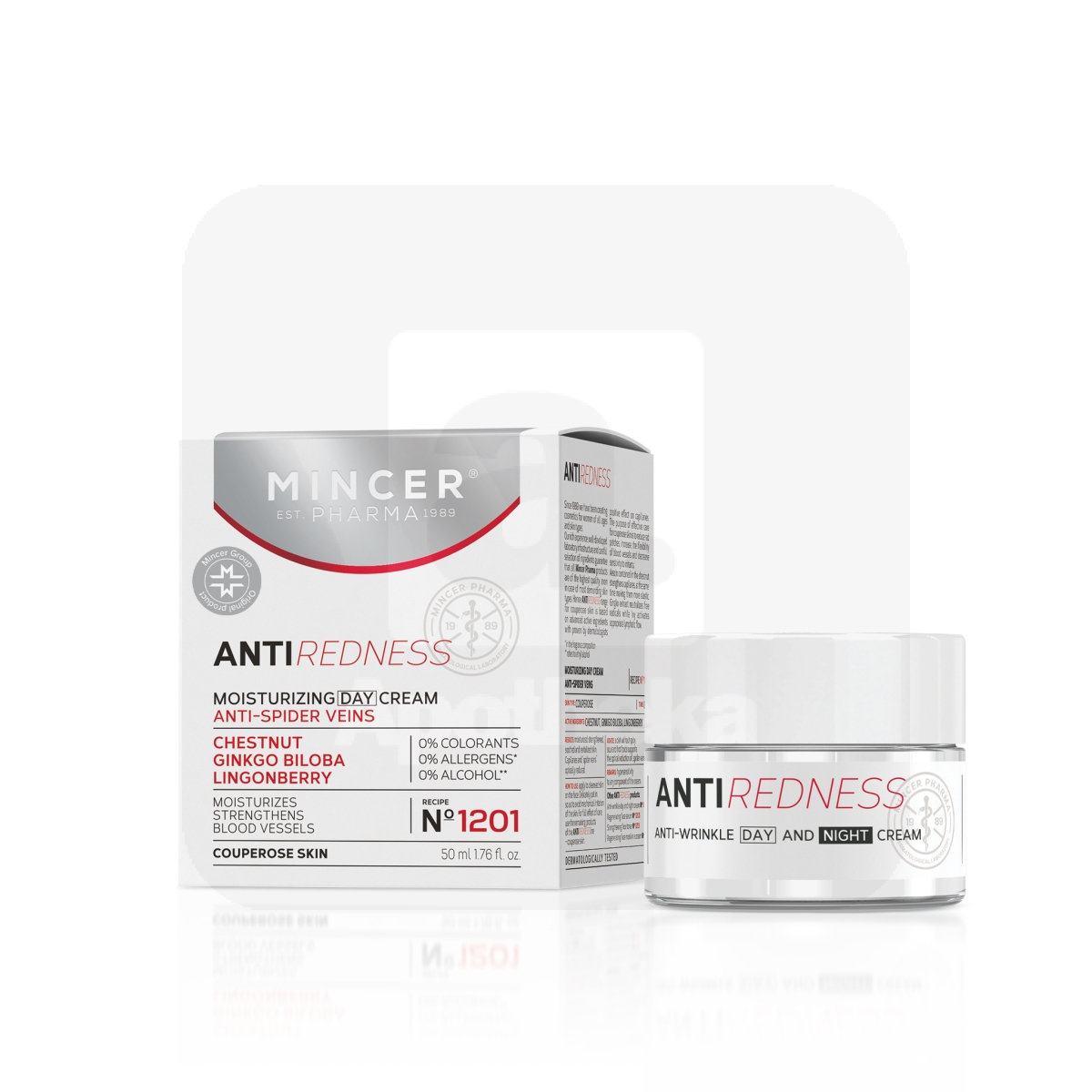 MINCER PHARMA REDNESS NÄOKREEM PUNETUSVASTANE 50ML - Tootepilt