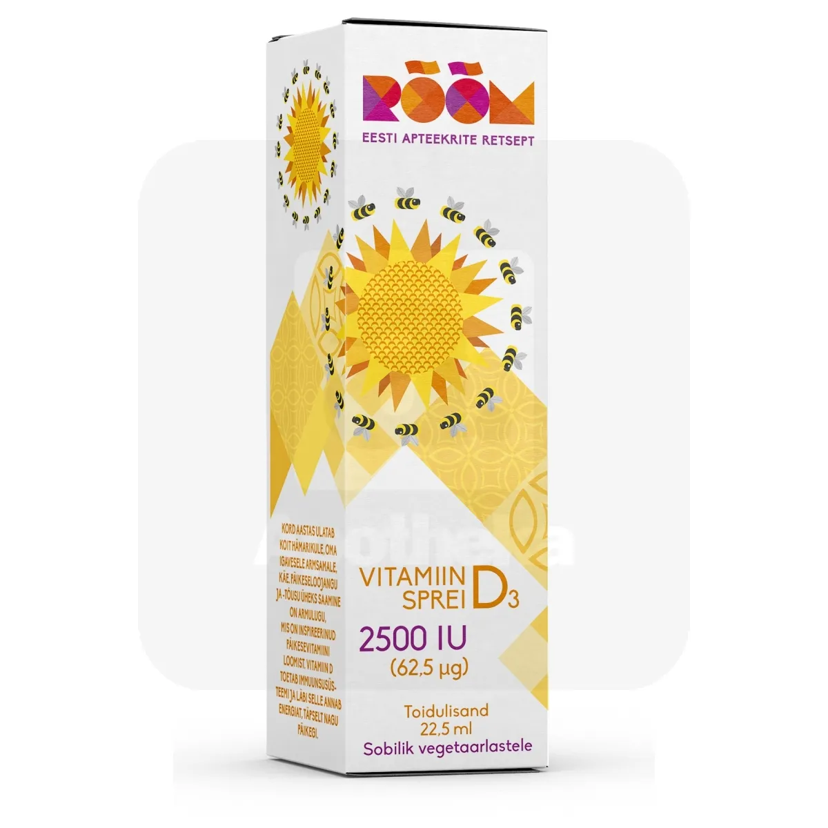 RÕÕM VITAMIIN D3 SPREI 2500 IU (62,5MCG) 22,5 ML - Tootepilt