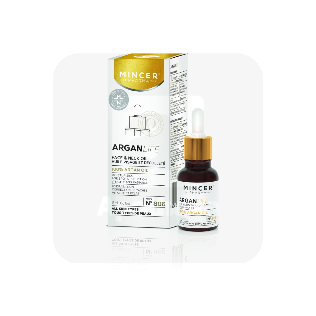 MINCER PHARMA ARGAN LIFE ARGAANIAÕLI NÄOLE JA KAELALE 15ML - Tootepilt