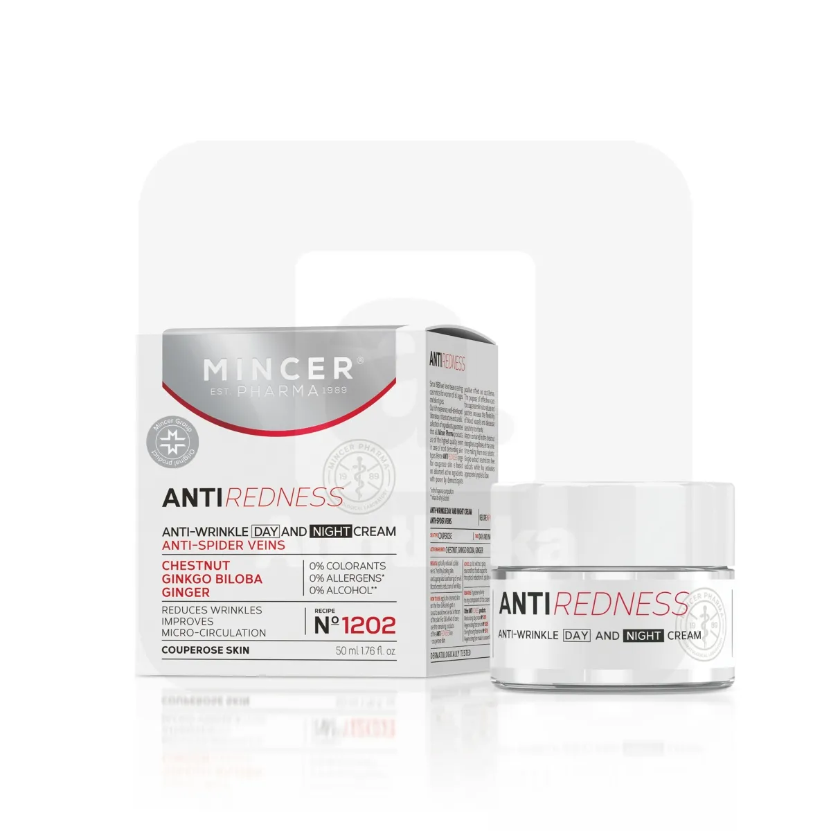 MINCER PHARMA REDNESS PÄEVA- JA ÖÖKREEM PUNETUSVASTANE 50ML - Tootepilt