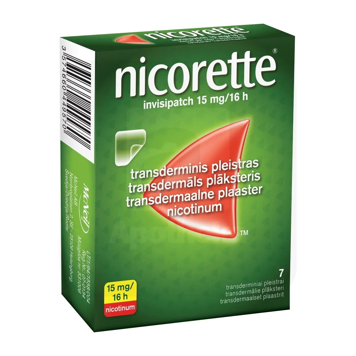 NICORETTE INVISIPATCH TDP 15MG/16H N7 - Tootepilt