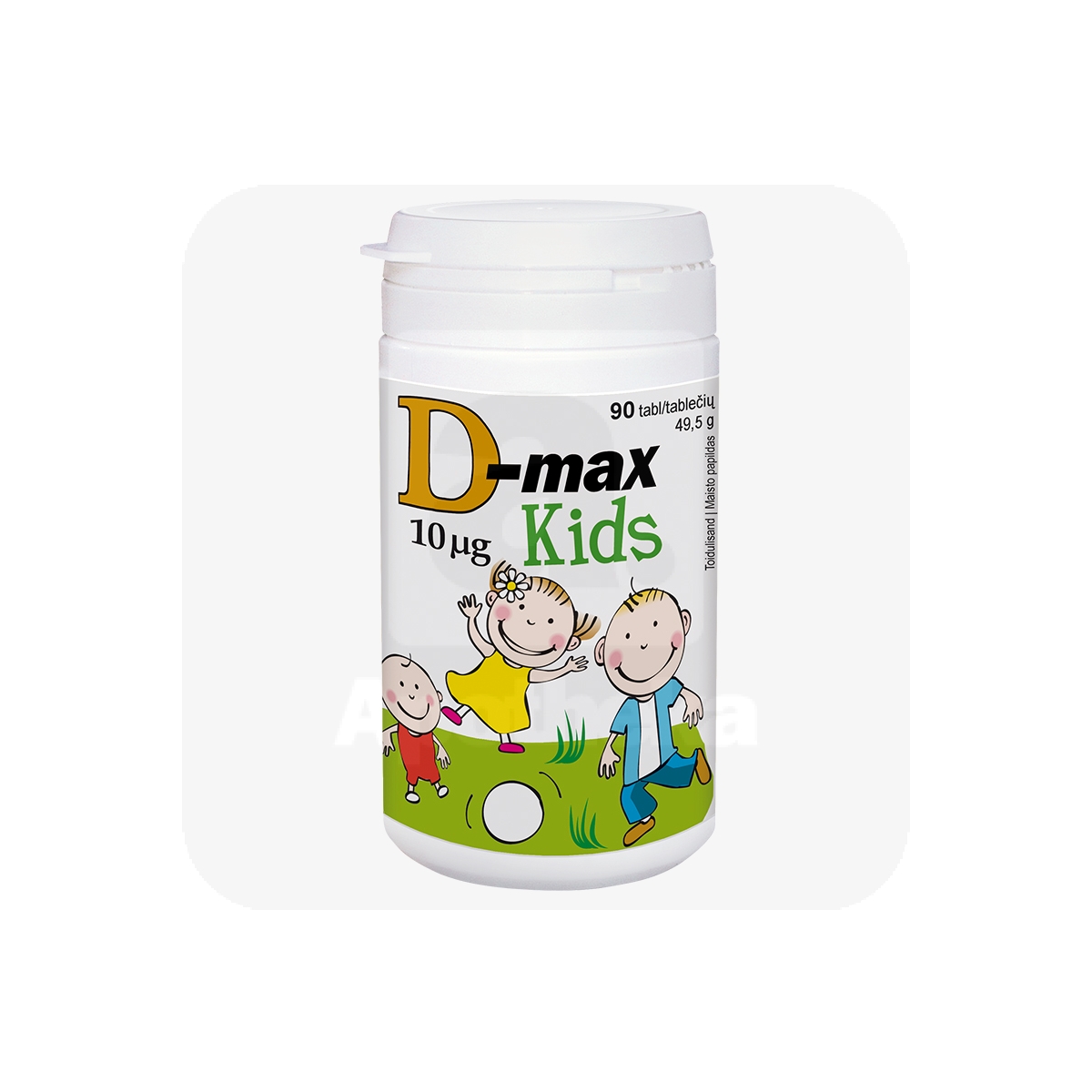 D-MAX KIDS NÄRIMISTABLETID 10MCG N90 PIRNIMAITSELISED - Tootepilt