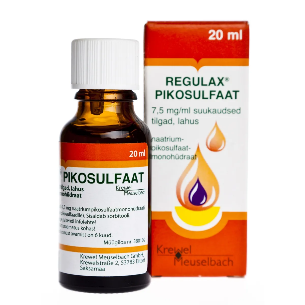REGULAX PIKOSULFAAT SUUKAUDSED TILGAD 7,23MG/ML 20ML - Tootepilt