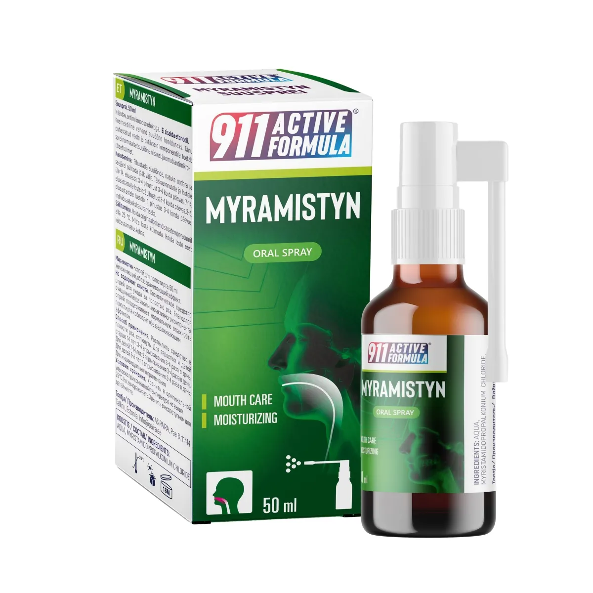 911 ACTIVE FORMULA MYRAMISTYN NIISUTAV SUUSPREI 50ML - Tootepilt
