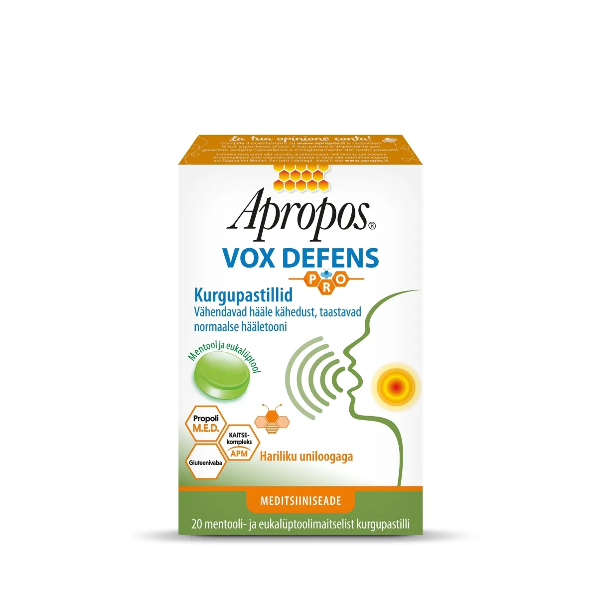 APROPOS VOX DEFENS PASTILLID MENTOOL JA EUKALÜPT N20 - Tootepilt