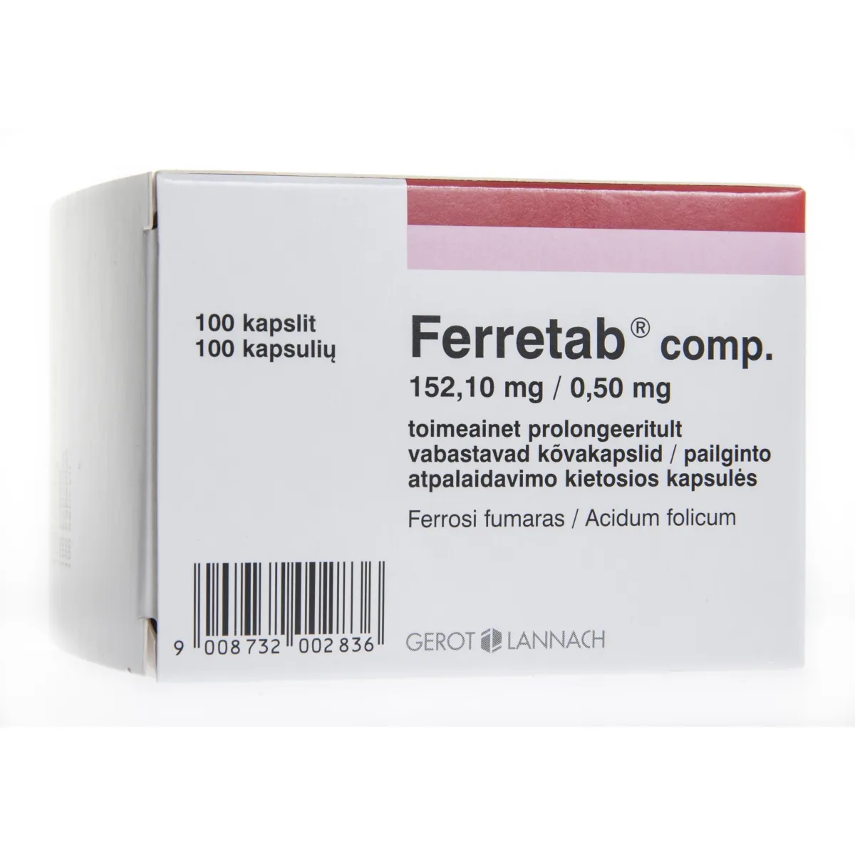 FERRETAB COMP PROLONG CAPS 152,1MG+0,5MG N100 - Tootepilt