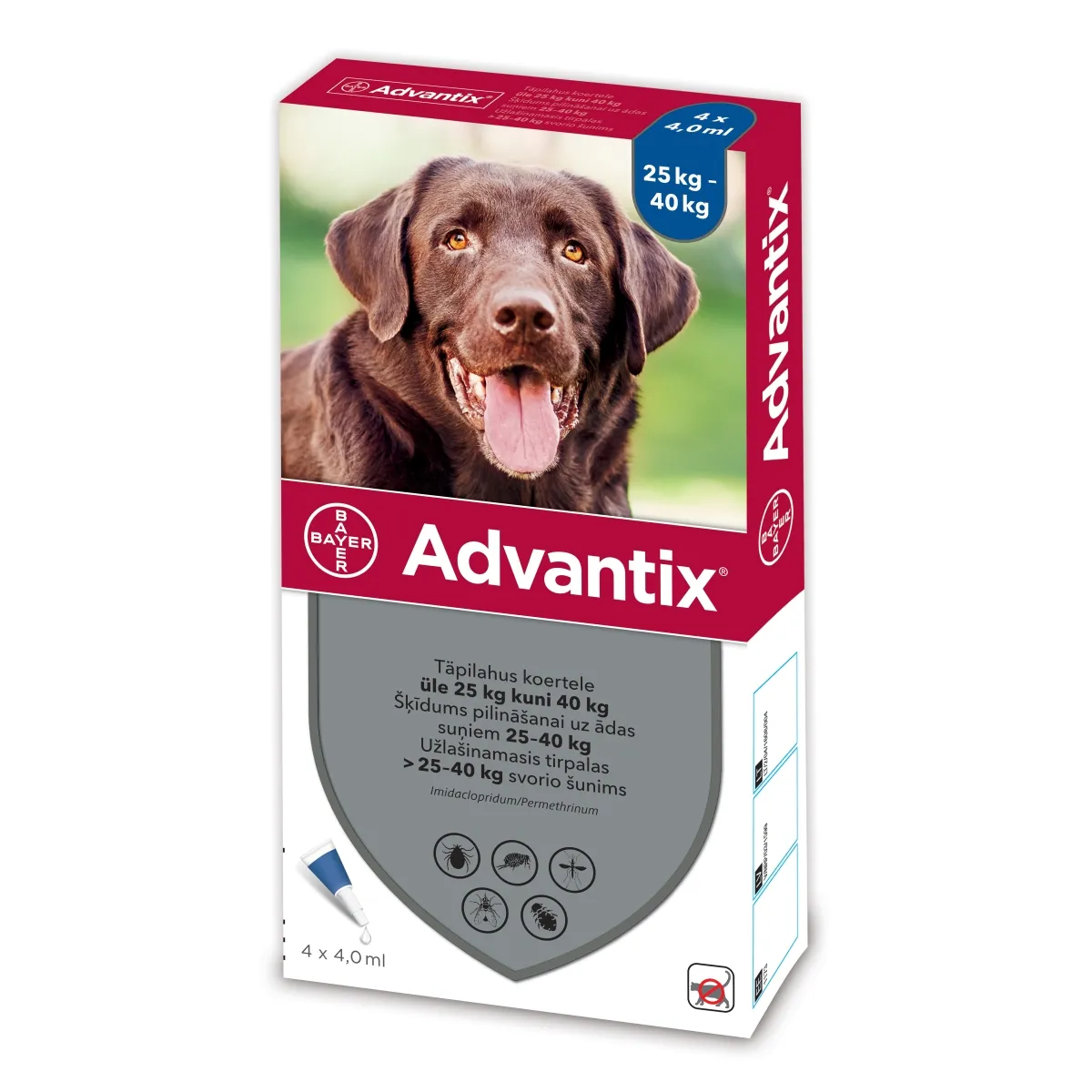 ADVANTIX TÄPILAHUS 500MG+100MG/ML 4,0ML N4 (>25-40KG) - Tootepilt