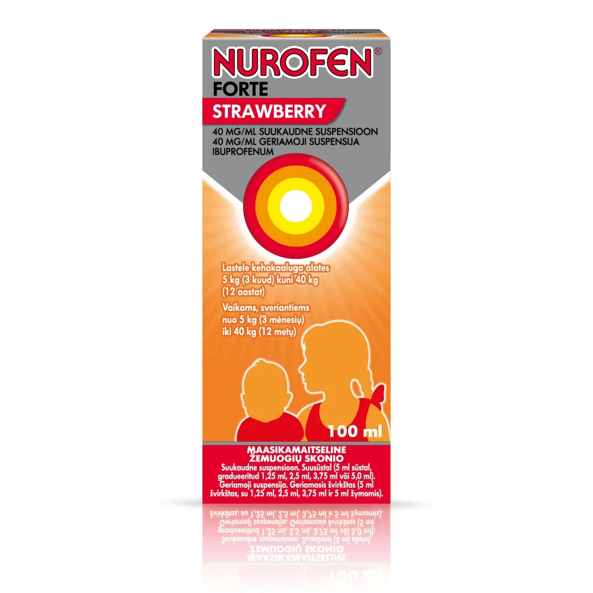 NUROFEN FORTE STRAWBERRY SUUKAUDNE SUSP 40MG/ML 100ML - Tootepilt