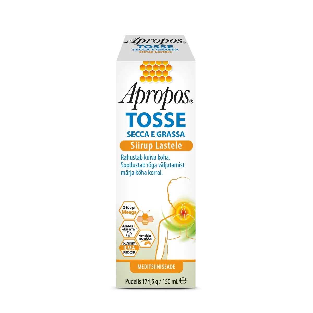 APROPOS TOSSE KÖHASIIRUP LASTELE 150ML - Tootepilt