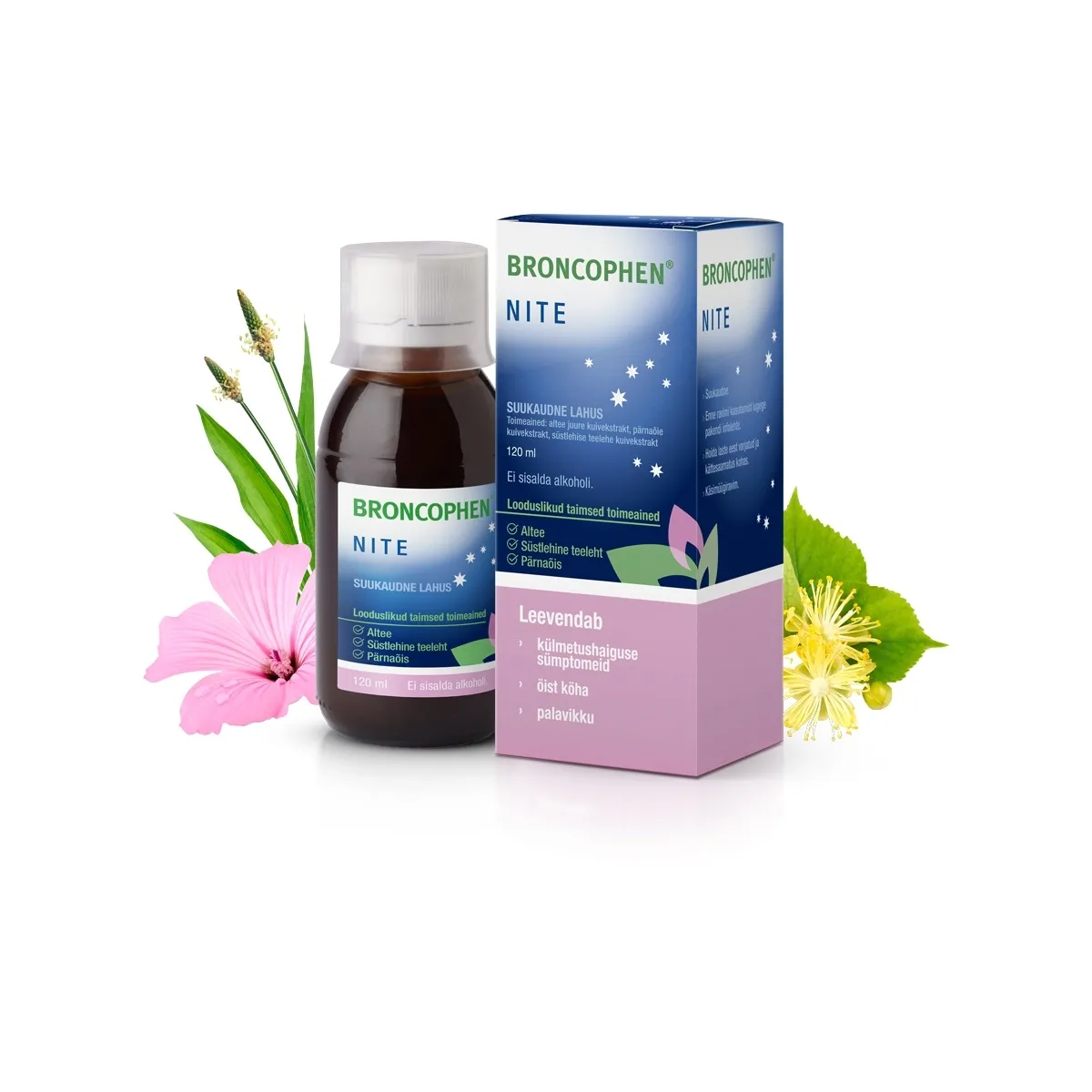 BRONCOPHEN NITE SUUKAUDNE LAHUS 187,5MG+136,4MG+150MG/ML 120ML - Tootepilt