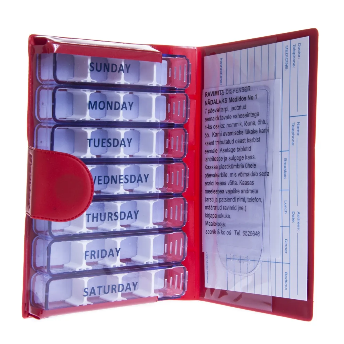 TABLETTIDE JAOTAJA MEDIDOS 1 NÄDALA DISP /PUNANE/ - Tootepilt