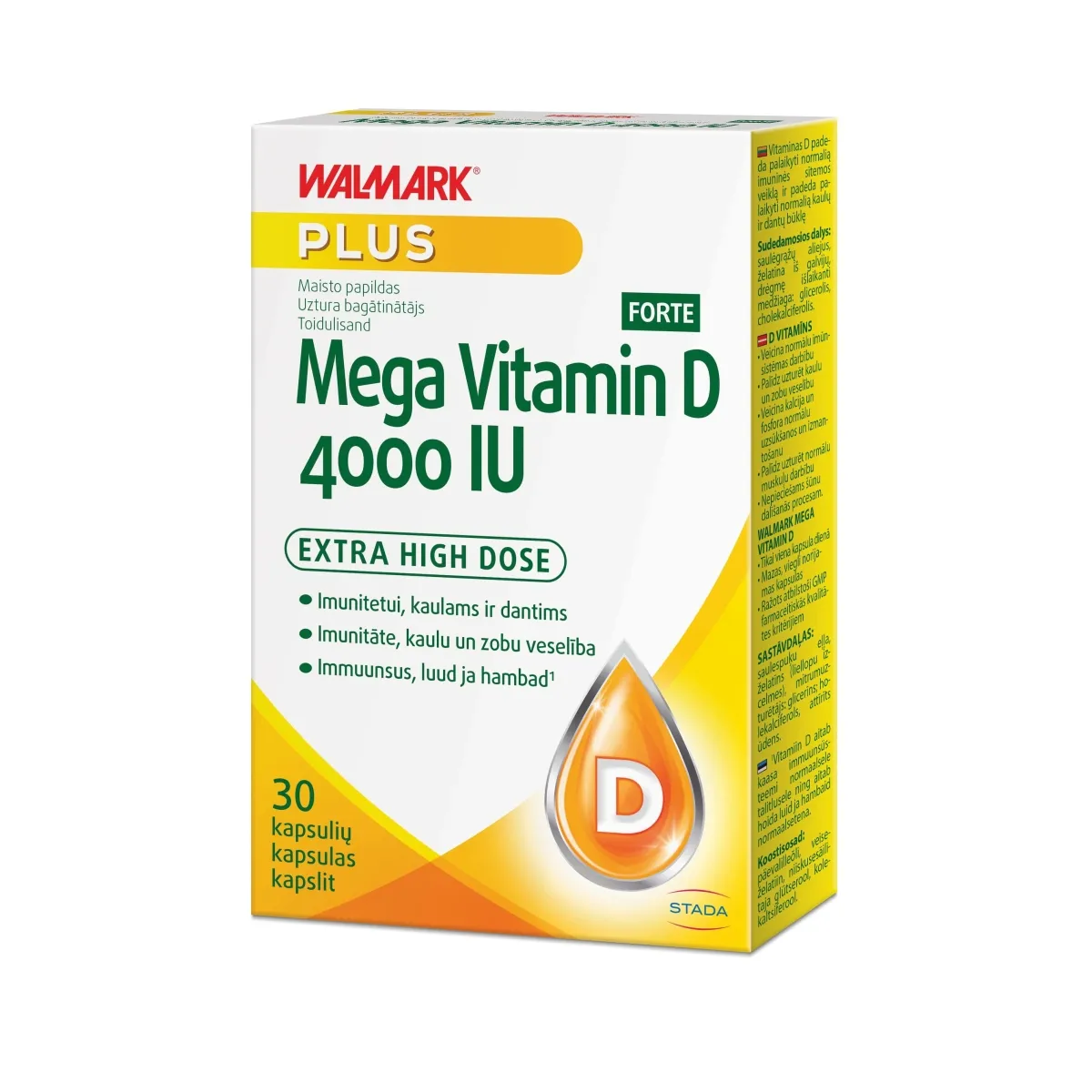 WALMARK MEGA VITAMIN D 4000IU FORTE KAPSLID N30 - Tootepilt