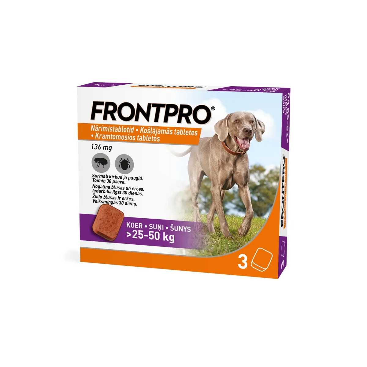 FRONTPRO NÄRIMISTABLETT 136MG N3 (25-50KG) - Tootepilt