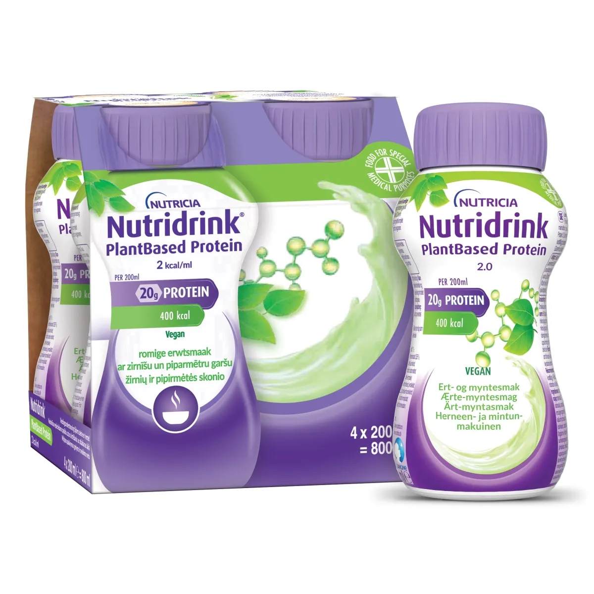 NUTRIDRINK PLANTBASED PROTEIN HERNES-MÜNT 200ML N4 - Tootepilt