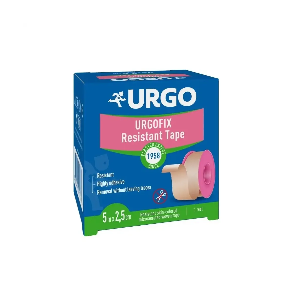 URGOFIX RULLPLAASTER 2,5CMX5M (SIIDIST,NAHAVÄRVI) - Tootepilt