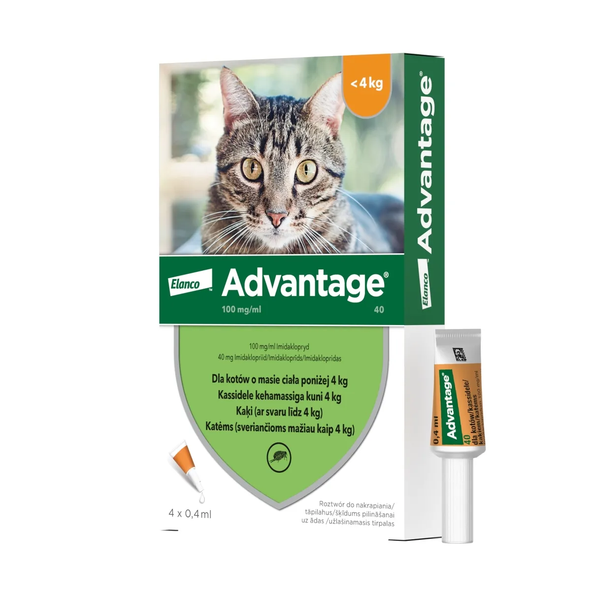 Advantage täpilahus kassidele 0,4ml - Tootepilt