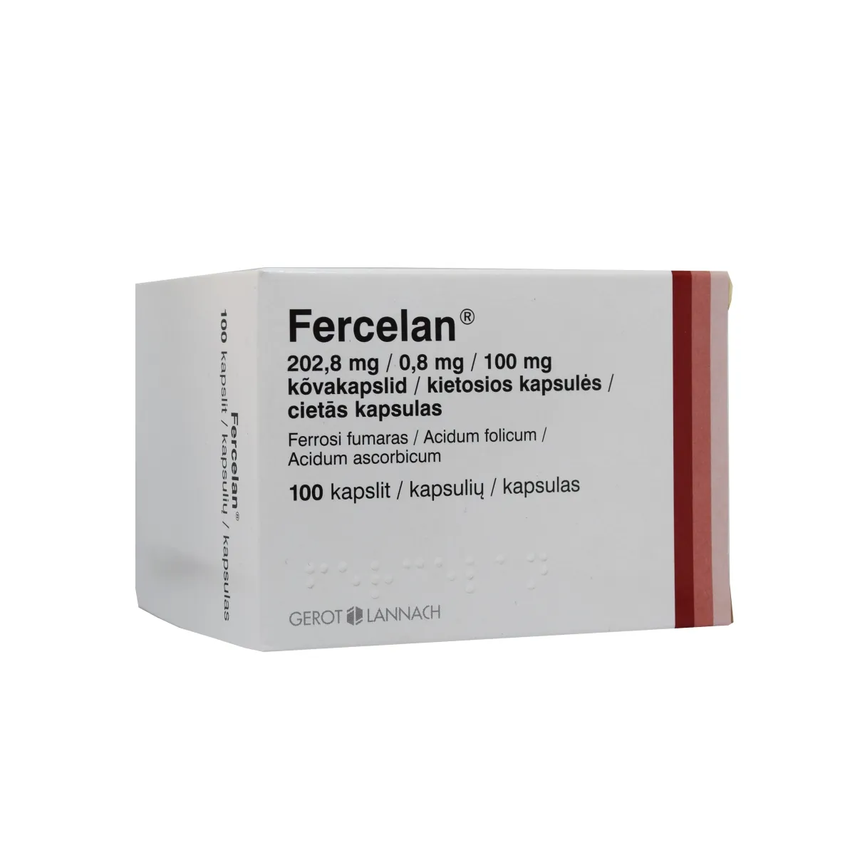 FERCELAN KAPSEL 202,8MG+0,8MG+100MG N100 - Tootepilt